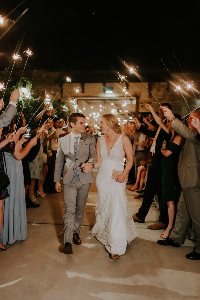 sparkler exit photo at wedding